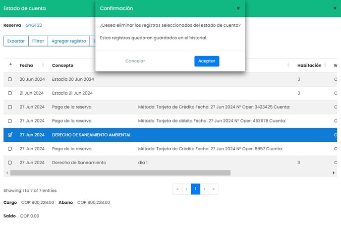 eliminar registro edo de cuenta